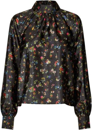 2067 Flat Textured Poly, Gathered Long Sleeve Top