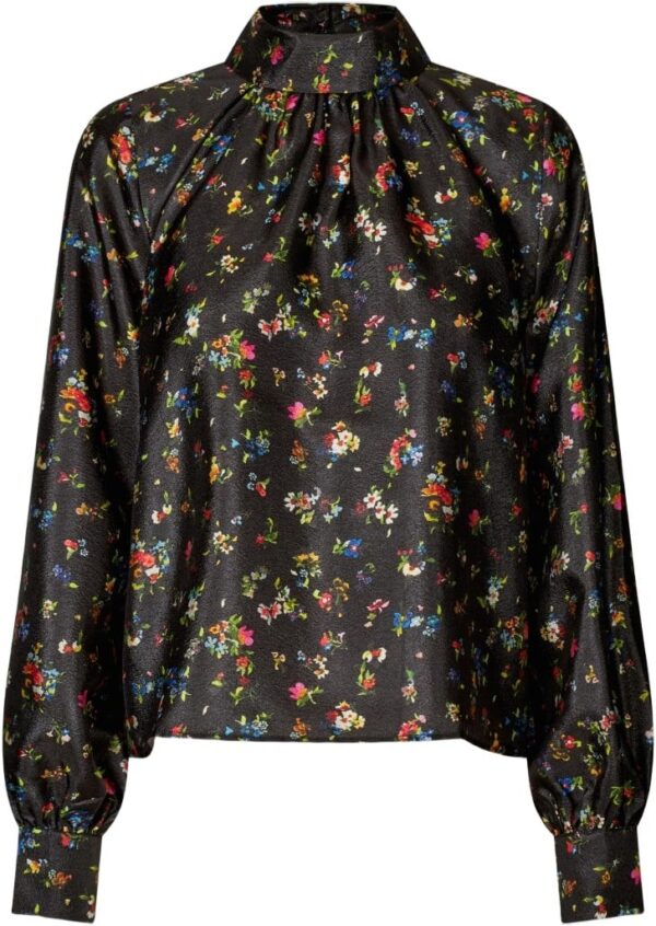 2067 Flat Textured Poly, Gathered Long Sleeve Top