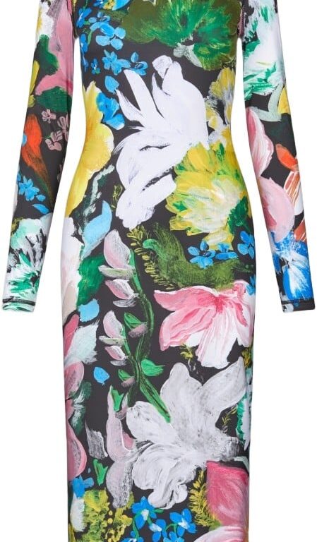 2244 Stocking Jersey, Pullover Long Sleeve Midi Dress