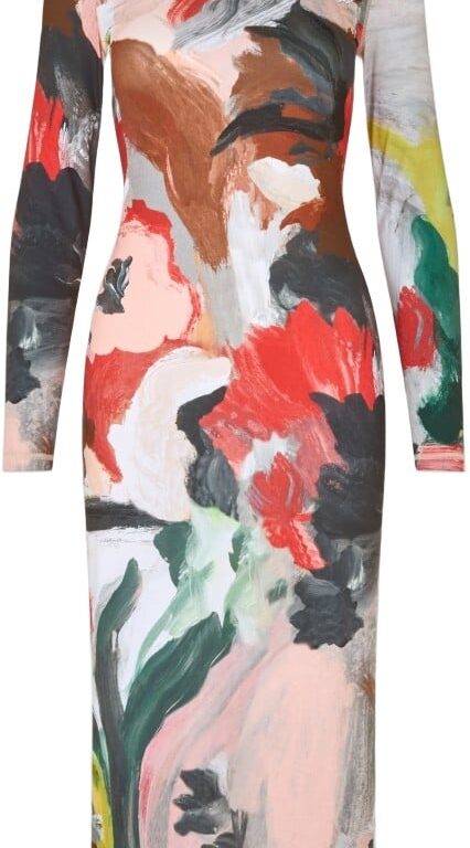 2244 Stocking Jersey, Pullover Long Sleeve Midi Dress