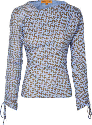 2245 Dry Jersey, Wrap Front Gathered Sleeve Top