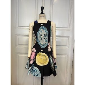 2330 Double Sided Crepe, Sleeveless Buttonup Mini Dress