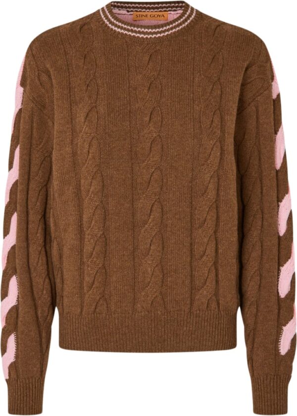 2358 Chunky Wool, Twotone Cable Sweater