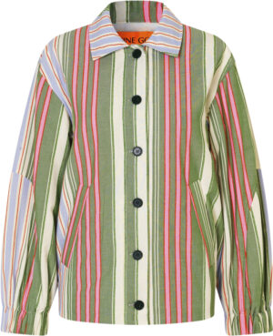 2363 Striped Cotton, Oversized Utility Workwear Jacket