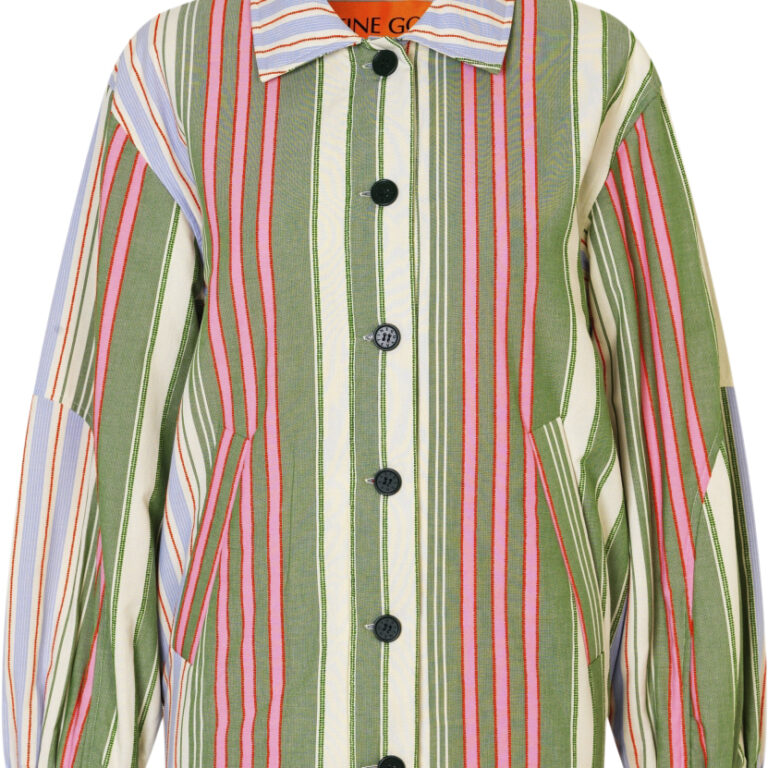 2363 Striped Cotton, Oversized Utility Workwear Jacket