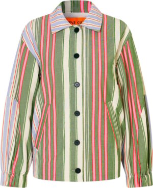 2363 Striped Cotton, Oversized Utility Workwear Jacket