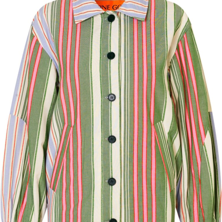 2363 Striped Cotton, Oversized Utility Workwear Jacket