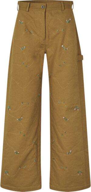 2368 Beaded Embellished Canvas, Utility Workwear Pants
