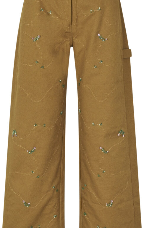 2368 Beaded Embellished Canvas, Utility Workwear Pants