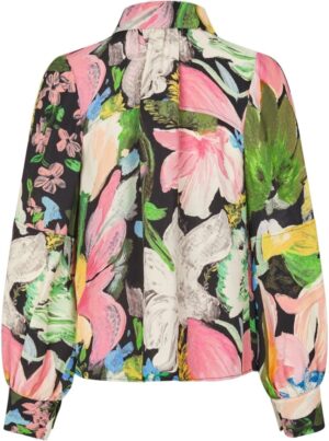 2436 Heavy Dry Viscose, Gathered Long Sleeve Top