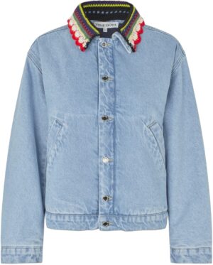 2453 Double Rinse Denim, Collared Cropped Bomber