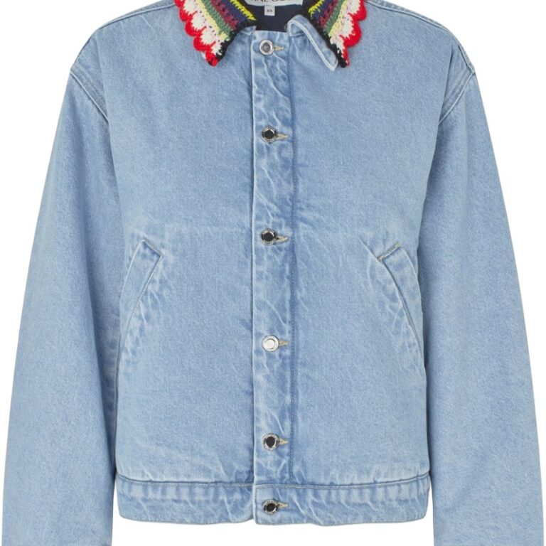 2453 Double Rinse Denim, Collared Cropped Bomber