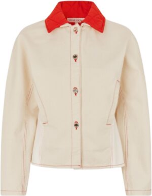 2453 Double Rinse Denim, Peplum Collar Jacket