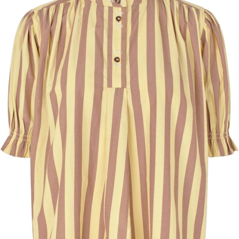 2512 Soft Striped Embroidery, Smocked Gathered Top