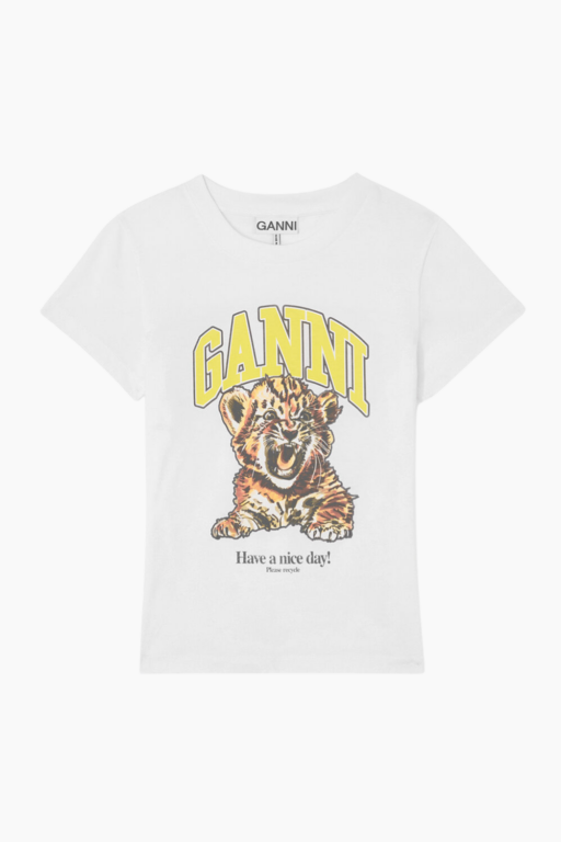 Basic Cotton Jersey Baby Fit Tiger A1050258 - Bright White - GANNI