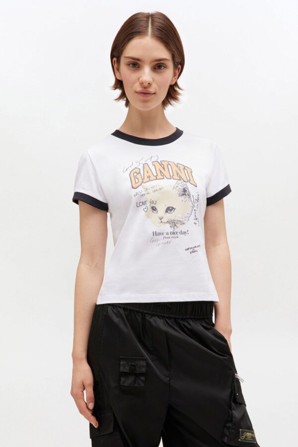 Basic Cotton Jersey Kitty Fitted T