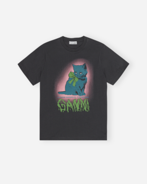 Basic Cotton Jersey Neon Kitty T-shirt - Phantom