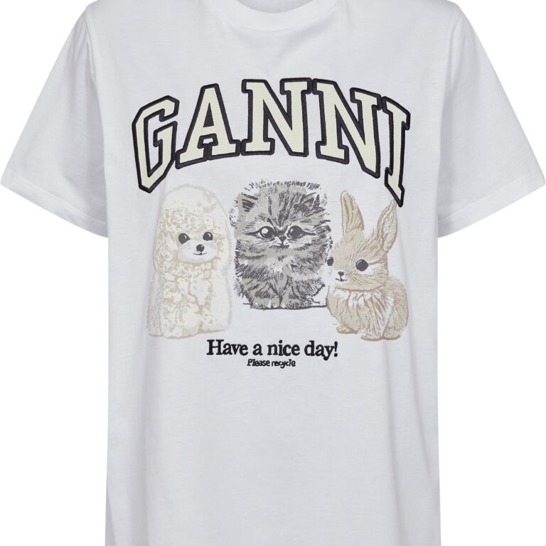 Ganni Basic Cotton Jersey Teddy Relaxed T Kortærmede T-shirts