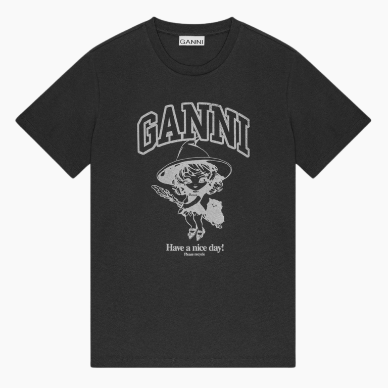 Basic Cotton Witch Relaxed T-shirt T4138 - Phantom - GANNI - Sort XXS