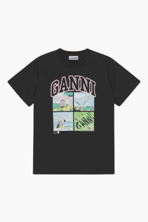Basic Jersey BD Teddy Relaxed T-Shirt T4287 - Phantom - GANNI - Sort XL