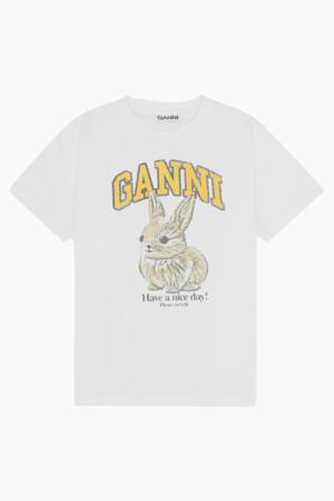 Basic Jersey Baby Bun Relaxed T-Shirt T4273 - Bright White - GANNI - Hvid XS