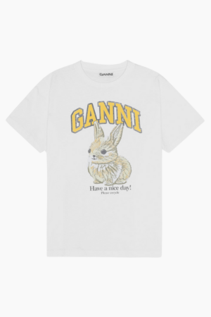 Basic Jersey Baby Bun Relaxed T-Shirt T4273 - Bright White - GANNI - Hvid XXS