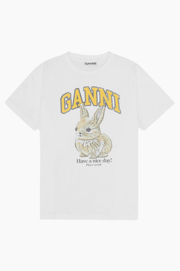 Basic Jersey Baby Bun Relaxed T-Shirt T4273 - Bright White - GANNI - Hvid XXS