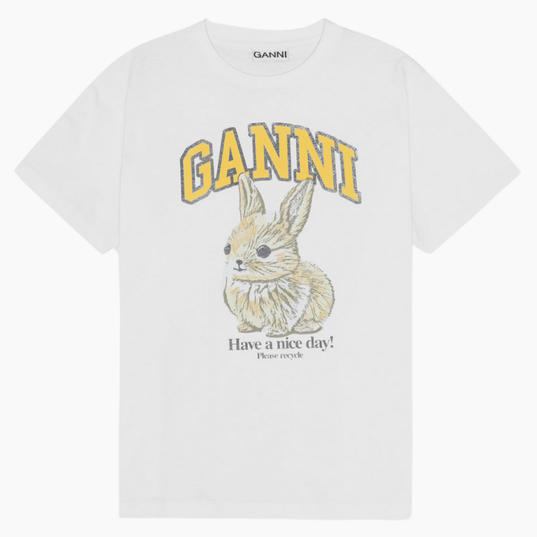 Basic Jersey Baby Bun Relaxed T-Shirt T4273 - Bright White - GANNI - Hvid XXS