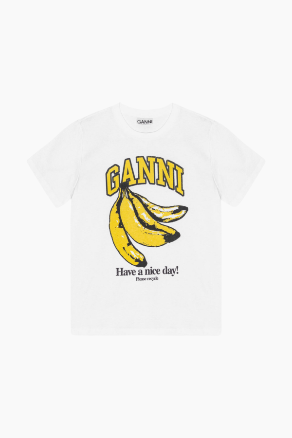 Basic Jersey Banana Relaxed T-Shirt T3861 - Bright White - GANNI - Hvid XXS