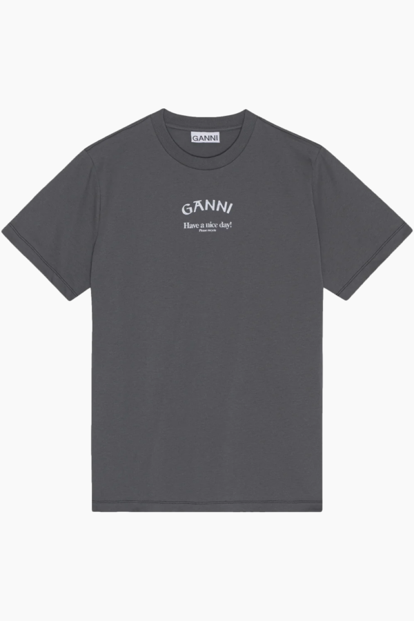 Basic Jersey GANNI Relaxed T-shirt T3590 - Volcanic Ash - GANNI - Sort XXS Sort