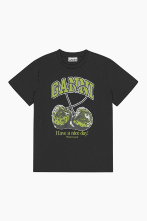 Basic Jersey Green Cherry Relaxed T-Shirt T4292 - Phantom - GANNI - Sort XL