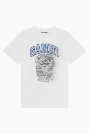 Basic Jersey Kitty Margot Relaxed T-Shirt T4272 - Bright White - GANNI - Hvid M