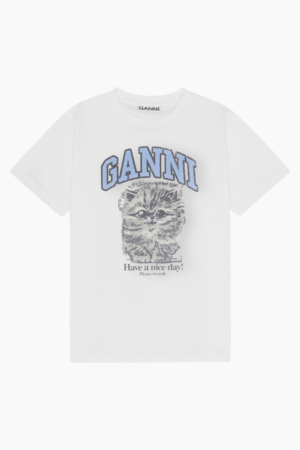 Basic Jersey Kitty Margot Relaxed T-Shirt T4272 - Bright White - GANNI - Hvid XXS