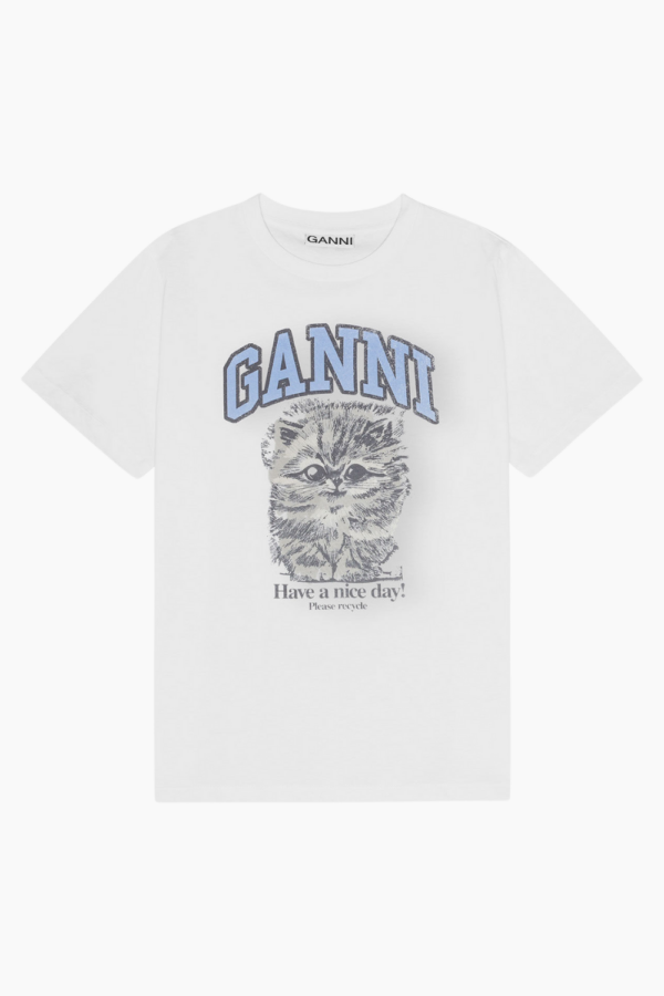 Basic Jersey Kitty Margot Relaxed T-Shirt T4272 - Bright White - GANNI - Hvid XXS