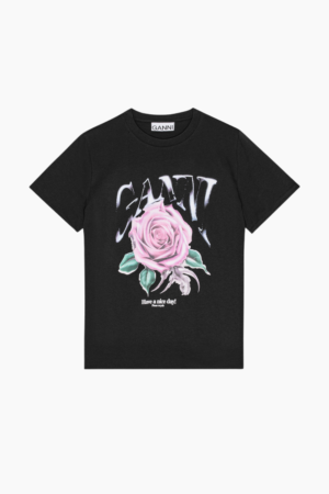 Basic Jersey Rose Relaxed T-Shirt T4002 - Phantom - GANNI - Sort XXS