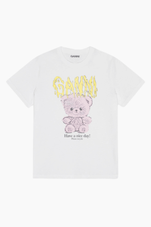 Basic Jersey Teddy Relaxed T-Shirt T4289 - Bright White - GANNI - Hvid XL