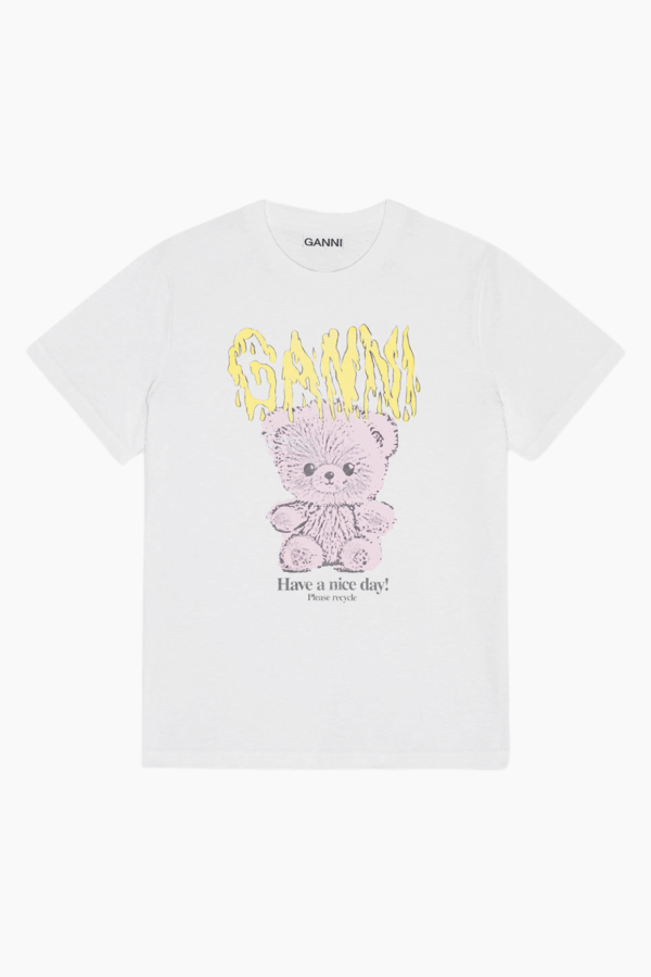 Basic Jersey Teddy Relaxed T-Shirt T4289 - Bright White - GANNI - Hvid XL