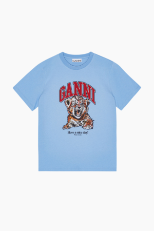 Basic Jersey Tiger Relaxed T-Shirt T4007 - Blissful Blue - GANNI - Blå L