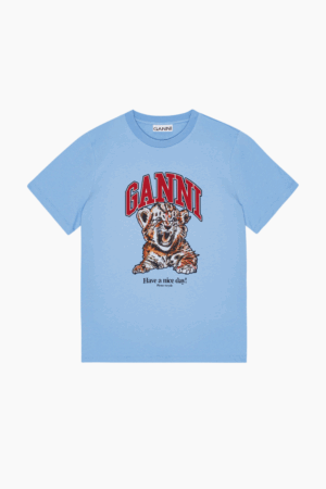 Basic Jersey Tiger Relaxed T-Shirt T4007 - Blissful Blue - GANNI - Blå S
