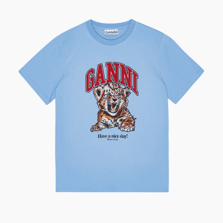 Basic Jersey Tiger Relaxed T-Shirt T4007 - Blissful Blue - GANNI - Blå S
