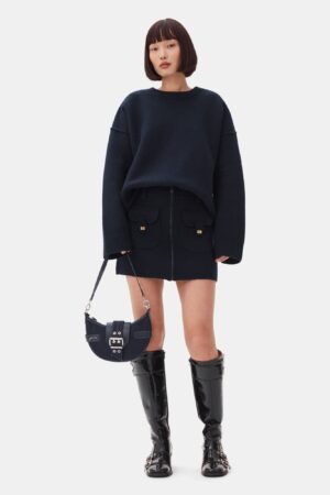 Boiled Wool Mini Skirt