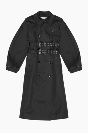 Bonded Cotton Trench Coat W0395 - Black - GANNI - Sort L