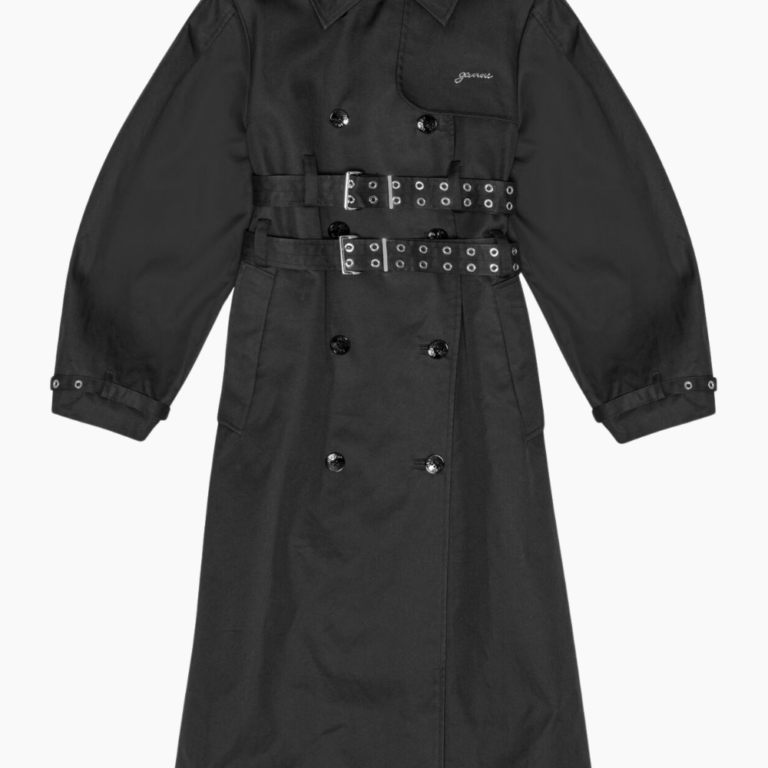 Bonded Cotton Trench Coat W0395 - Black - GANNI - Sort XS