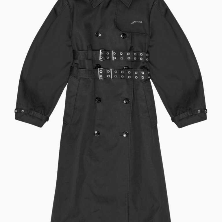Bonded Cotton Trench Coat W0395 - Black - GANNI - Sort XS
