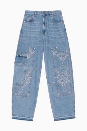 Broderie Anglaise Denim Carpenter Jeans J1695 - Light Blue Stone - GANNI - Blå 29