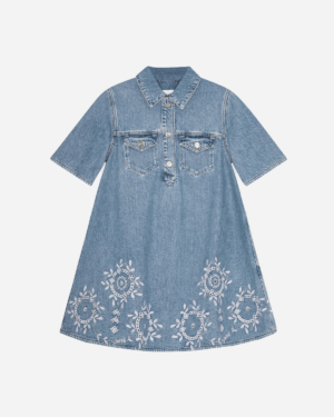 Broderie Anglaise Denim Mini Dress