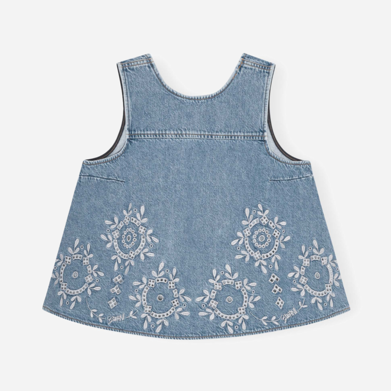 Broderie Anglaise Denim Top - Light Blue Stone