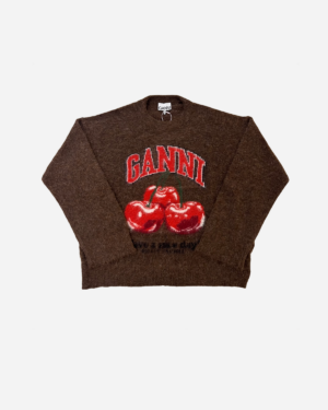 Brushed Alpaca Graphic Oversized Sweater - Chicory Coffee