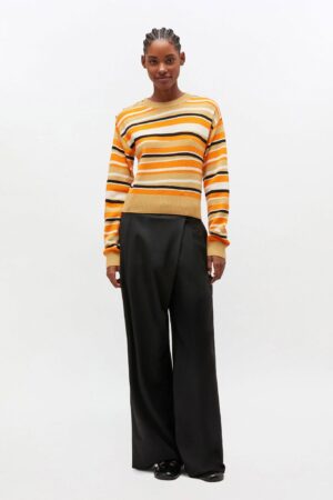 Calendered Wool Mid Waist Pants