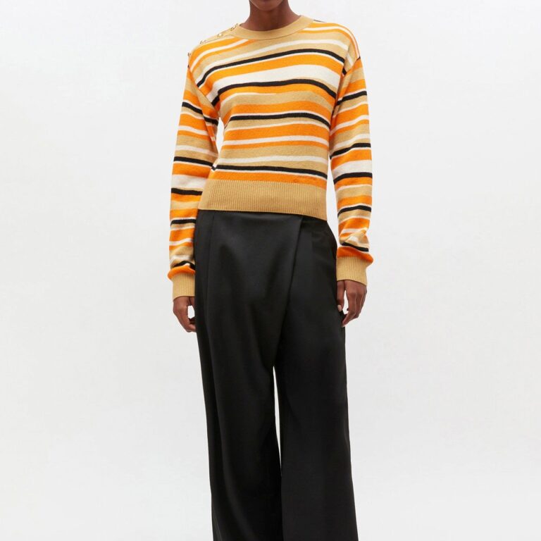 Calendered Wool Mid Waist Pants